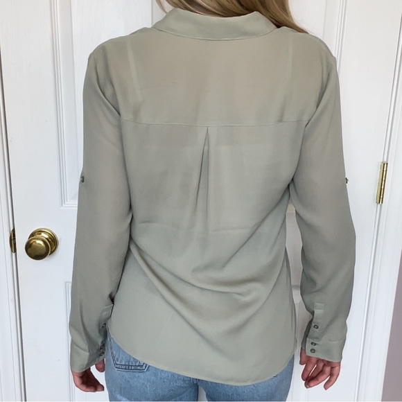 Sage Green Blouse Button Down - Picture 3 of 3